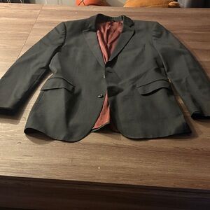 Classic Men's Black Blazer with Rust Lining